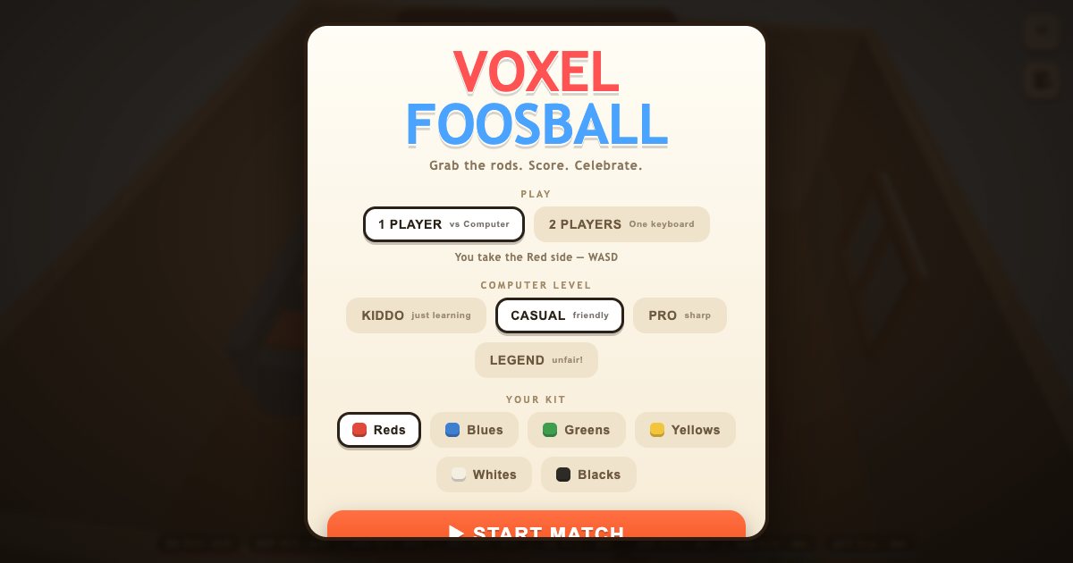 Screenshot of the Foosball demo