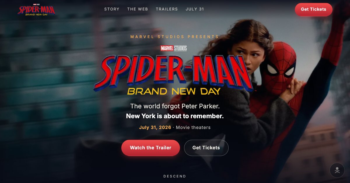 Screenshot of the Spider Man Bnd Landing Page demo